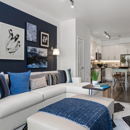 Kitchen & Living space, Large, stainless steel appliances